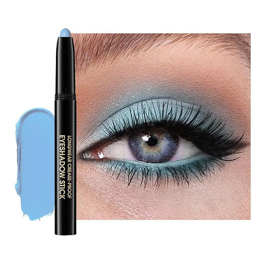 CHIFURE Eyeshadow Stick, Shimmer and Matte Cream Eye Shadow Brightener Sticks Eyeliner Pencil Crayon, Waterproof Long Lasting Eye Highlighter Stick Makeup,0.056 Oz(#10-Cornflower)