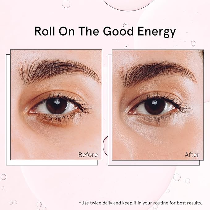 grace & stella Under Eye Brightener with Rose Quartz Rollerball - Hyaluronic Acid & Caffeine Eye Serum for Dark Circles and Puffiness - Travel Size Toiletries - Vegan Skincare (15ml / 0.51floz)
