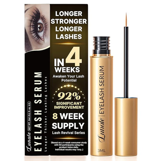 Eyelash Growth Serum with Advanced Formula: Rapid Eye Lash Enhancing Serum for Eyelash and Eyebrow Growth in 3-4 Weeks - Boost Longer Thicker and Fuller Lashes (3ML)