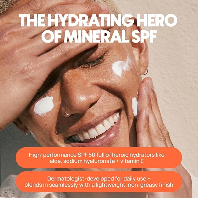 SPOOGE The OG Mineral All-Screen SPF 50 Face + Body, Dermatologist Developed, Broad Spectrum, Sheer Sunscreen - Non-Greasy No Chalky Mess & Reef Safe, All-Weather Care with Aloe + Vitamins C+E - 5 Oz