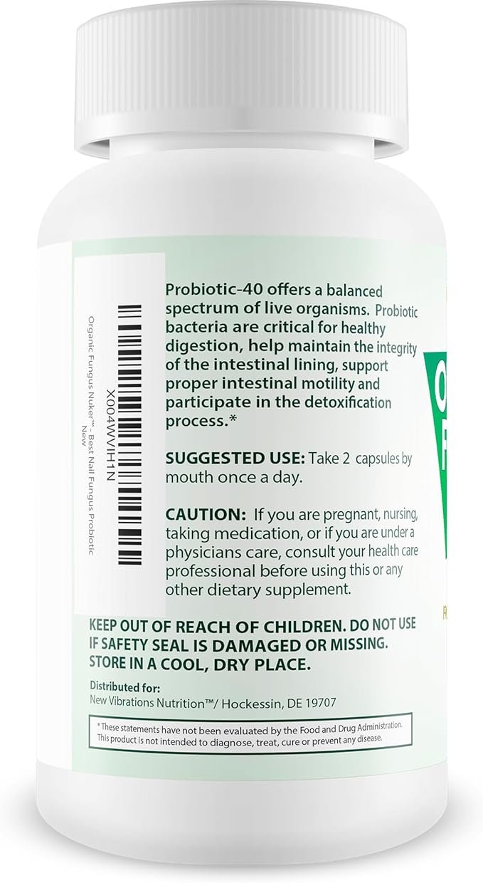 Organic Fungus Nuker Probiotic - Our Best Toenail Fungus Probiotic For Fungal Nail Immune Support - 40 Billion Probiotics & Prebiotics - Pro/Prebiotic Myco Nuker Probiotics Nail Fungal Treatment