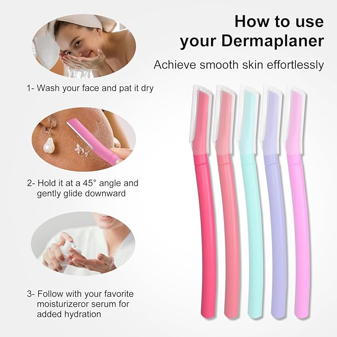 Dermaplane Razor, Face Razors for Women, Dermaplaning Tool with Microblades for Face, Gentle Facial Exfoliation, Peach Fuzz Removal and Eyebrow Shaping, Skin Care Tool for Smoother Skin, Lavender