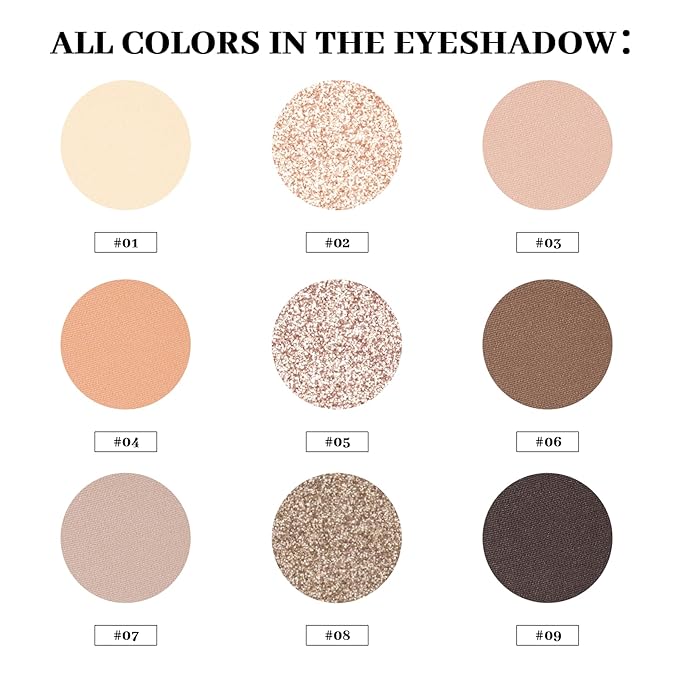 Neutral Eyeshadow Palette, Nude Eyeshadow Palette, Matte Eye Shadow Makeup Palette with Mirror, Long-Lasting Wear, Vegan, Cruelty-Free - 0.5oz