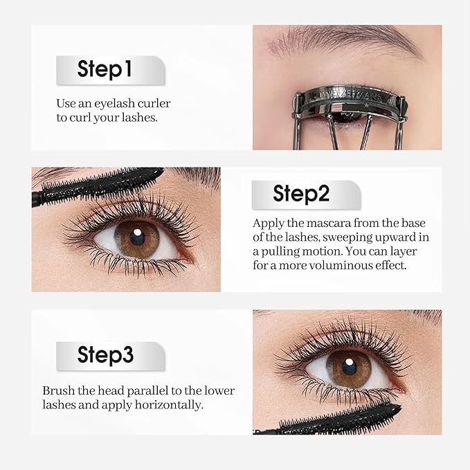 Erinde Tubing Mascara for Older Women 60 Plus, Lengthening & Volumizing for Thinning Lashes - Smudge-Proof, Flake-Free Black - Slim Micro-Brush for Hooded Eyes & Warm Water Removal