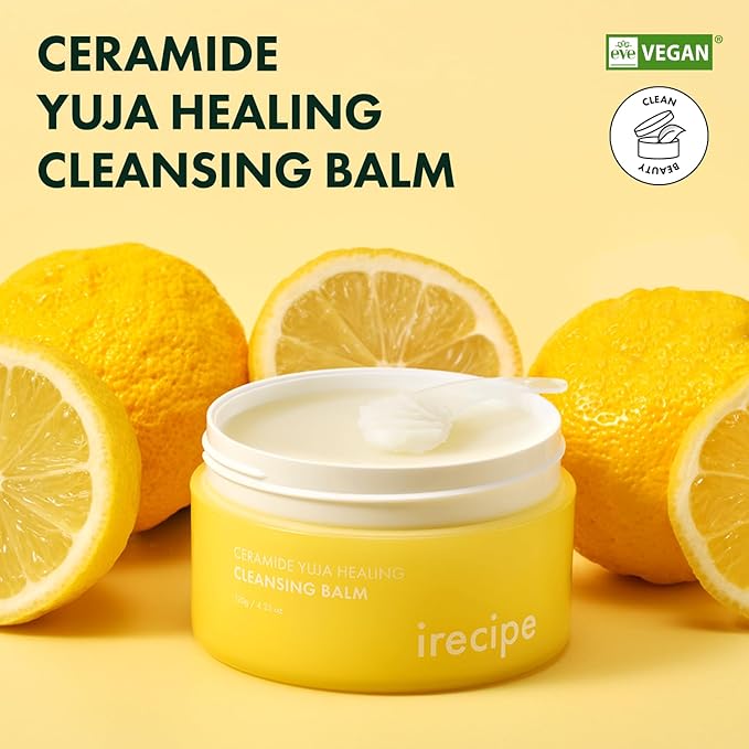 IRECIPE Ceramide Yuja Makeup Cleansing Balm with Travel Size | Deep Cleansing All-in-One Korean Face Cleanser, Makeup Remover, Zero Irritation, Blackheads Remover, Clean Beauty, Vegan (135g / 4.76oz)