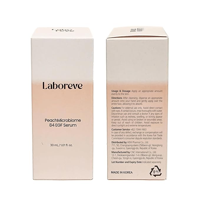 PeachMicrobiome 84 EGF Serum | Peach Growth Factor Anti-Aging Serum | Niacinamide, Multi-Layer Hyaluronic Acids, Collagen | Boost Firmness & Vitality, Long-Lasting Moisture | Korean Skin Care