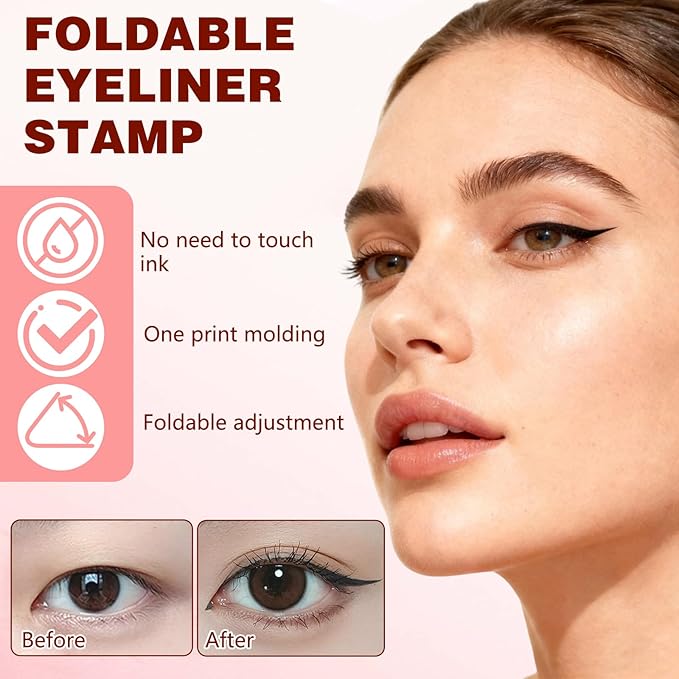 2 Pcs Gel Eyeliner Pencil Set, 2025 New Foldable Eyeliner Stamp for Perfect Wings, Waterproof Eyeliners Tool, Smudge Proof Eyeliners Pen for Beginners (Black + Black)