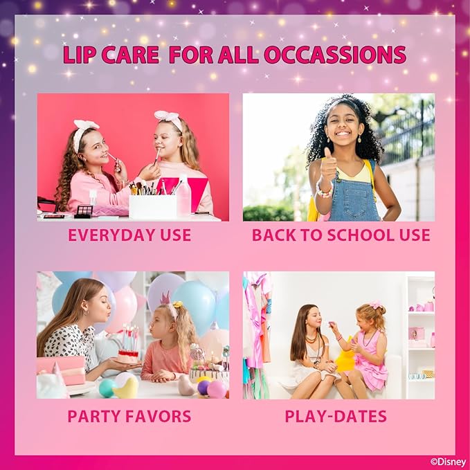 Disney Princess Beauty Mini Train Case Set Includes Lip Gloss Tube, Lip Balm, Lip Gloss Compact for Girls Party, Sleepovers by Townley Girl