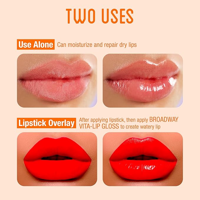 Ruby Kisses Broadway Vita-Lip Tinted & Clear Lip Gloss (10 Pack) Ultra-Hydrating & Soothing Formula, High-Shine Non-Sticky Lip Balm with Mint, Rosehip, Coconut, Mango, Argan, Vitamin E, Honey, Shea