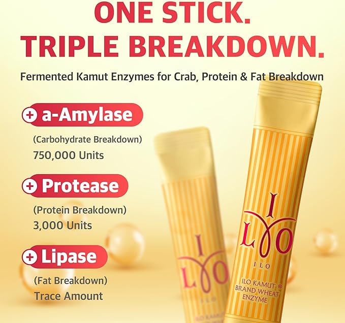 ILO Kamut Enzyme Complex – Digestive Health and Natural Metabolic Activation – Fermented Ancient Grains with Spicy Botanicals, 30 Sticks