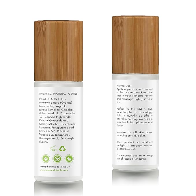 superSupple Barrier Repair Moisturizer - Hydrating Organic Ceramide Repair Face Cream for Dry, Sensitive Skin - Peptides, Polyglutamic Acid, Prebiotic Face Moisturizer - Fragrance-Free, 60ml