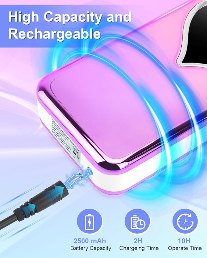Electric Nail Drill Professional: Rechargeable Nail File with Bits for Acrylic Gel Nails, Professional Nail Drill Manicure Pedicure Polishing Shape Tools for Home Salon (Purple)