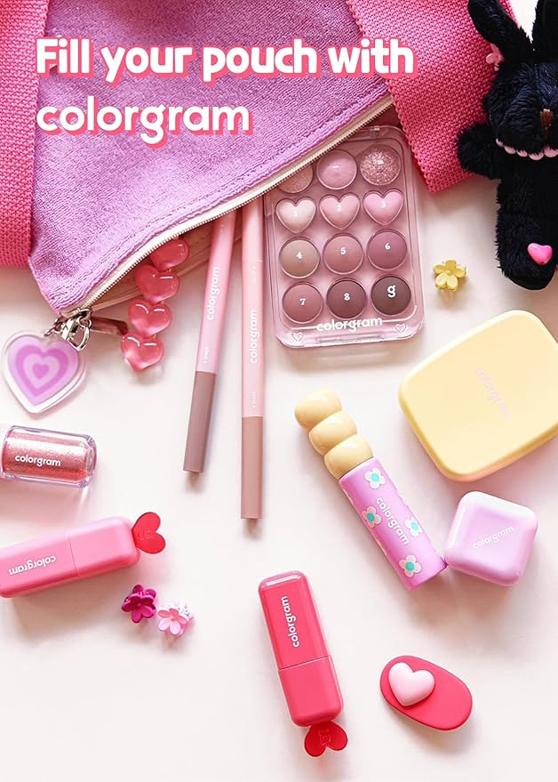 COLORGRAM Pin Point Eyeshadow Palette 02 Pink+Mauve= | Ultra-Blendable Matte, Glitter, Shimmer Shades for Daily Makeup | K-Beauty Eye Palette with Easy-to-Use Calculator Design