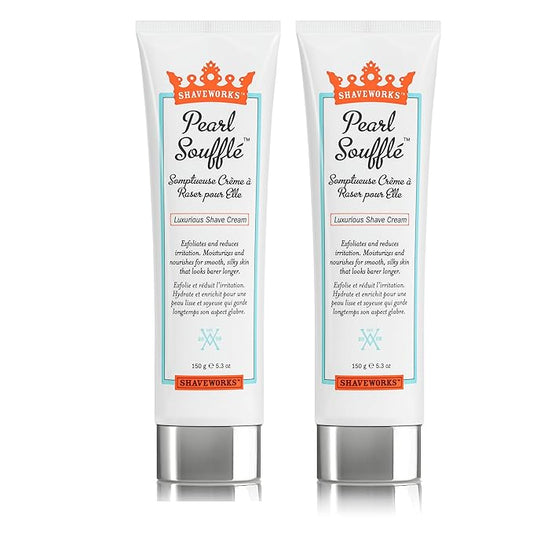 Shaveworks Pearl Soufflé Shaving Cream for Women – Soothing, Hydrating Shave Lotion for Legs, Underarms, Bikini Area – Reduces Irritation, Slows Future Hair Growth 5.3 Fl Oz - 2 Pack