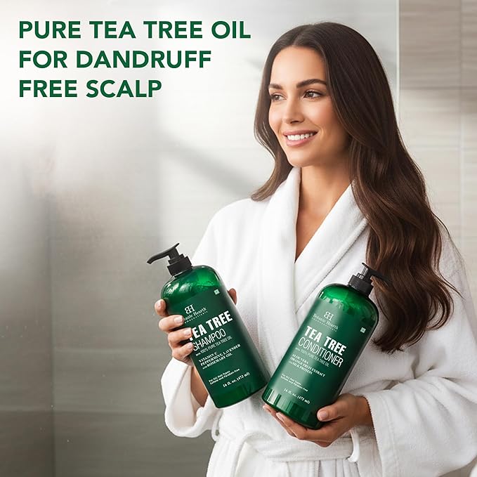 Botanic Hearth Tea Tree Shampoo and Conditioner Set | with 100% Pure Tea Tree Oil, for Itchy and Dry Scalp, Sulfate/Paraben Free | for Men and Women | 16 Fl Oz Each