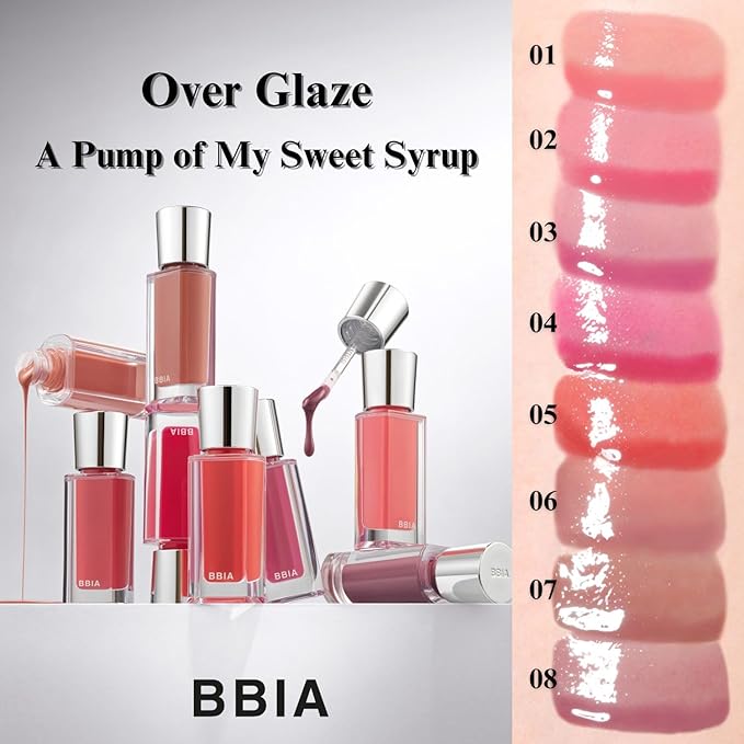 BBIA Over Glaze Lip Gloss - Plumping & Volumizing Glossy Lip Tint with High-Glow Glassy Shine Finish, Naturally Moisturizing, Non-Sticky, Lightweight, Vegan, Korean Makeup (08 JUJUBE SYRUP)