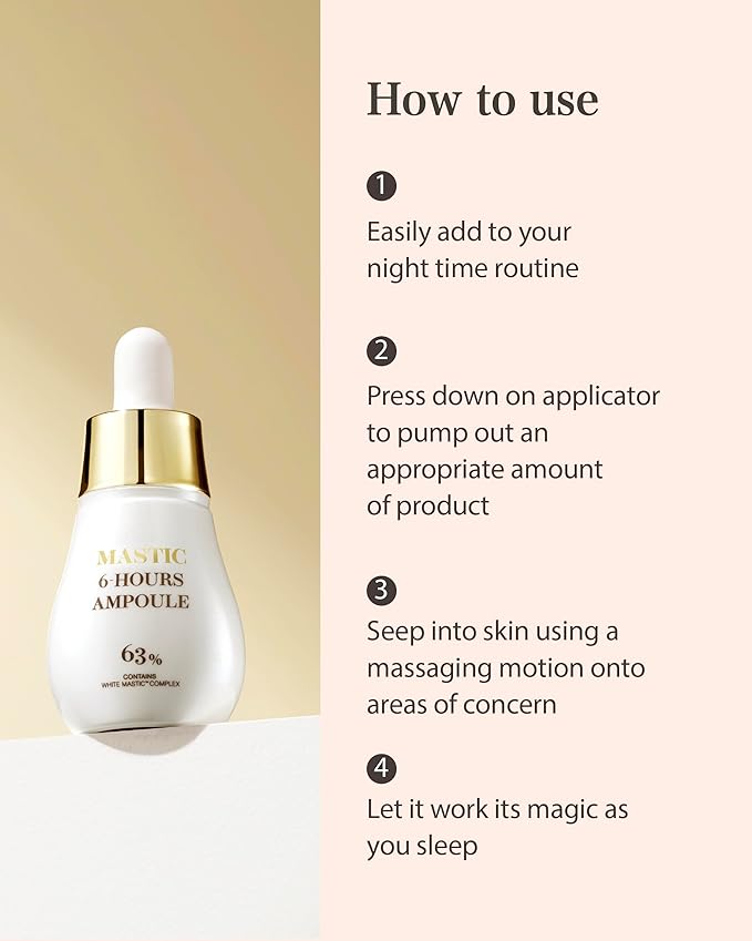 MASTINA Mastic Ampoule Serum (2-Pack, 0.5fl oz Each), Korean Face Serum with 63% Mastic Complex & Niacinamide for Firming & Hydrating, Great Value Pack