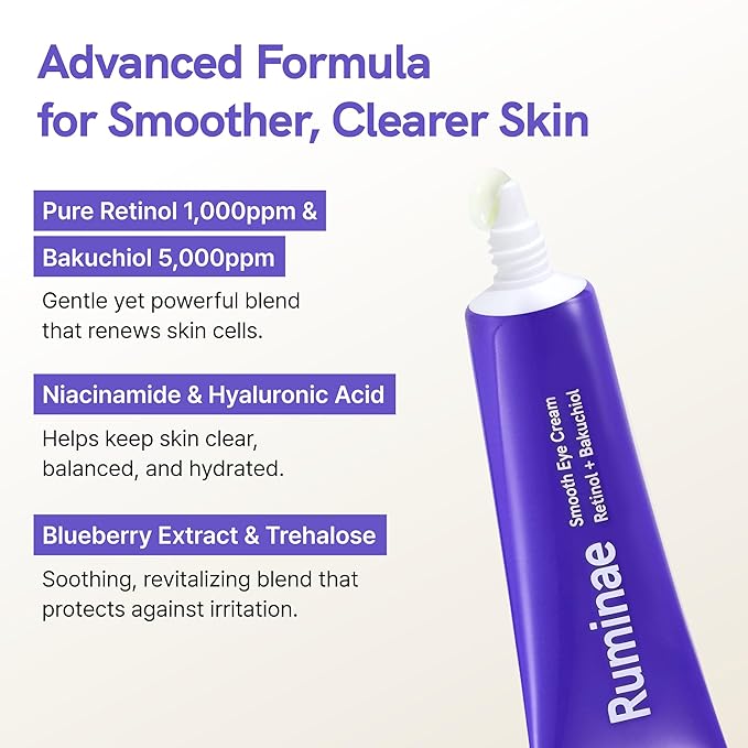 Retinol 0.1% Cream with Bakuchiol 0.5% – Gentle Daily Retinoid Treatment for Sensitive Skin, Wrinkles & Dark Circles, Eye, Face & Neck – Korean Skincare, 30 ml (1.01 fl oz)