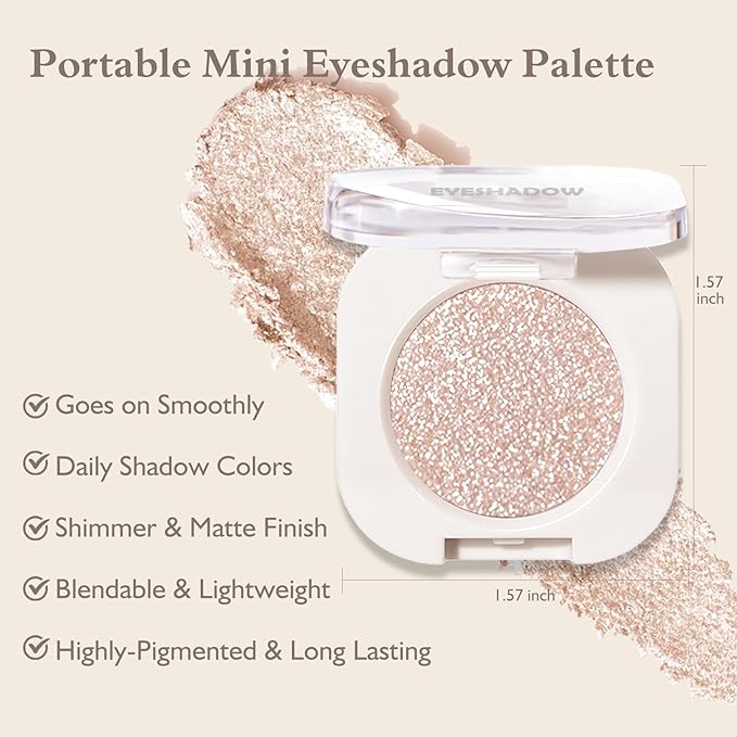 Shimmer Glitter Eyeshadow Palette 2 PCS, Pear White Light Brown Eye Shadow Palettes Neutral Eyeshadow for Women, Smooth Powder Lightweight Blendable High Pigment Compact Daily Eyes Makeup, Set A