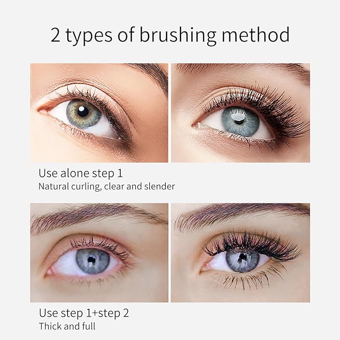 2 Pack 2 in 1 5x Longer Washable Mascara, 4D Silk Fiber Lash For VIBELY Mascara, No Clumping, Long-lasting Black