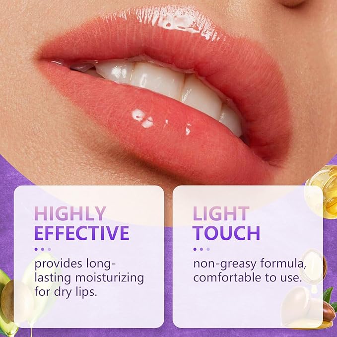 2PCS Lip Plumper, Hydrator Lip Balm, Volumizing Gloss with Anti-Aging Ingredients, High-Shine Moisturizer for Smooth, Plump Lips, Cooling & Non-Sticky Formula