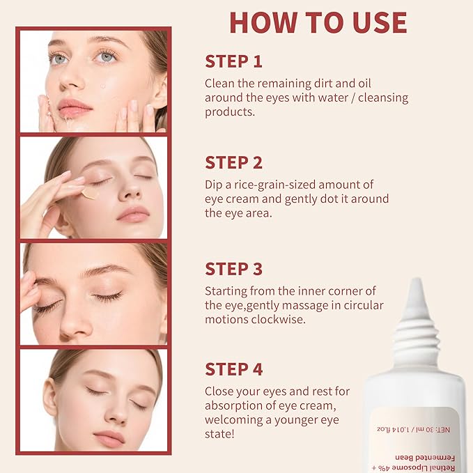 Retinol Anti Wrinkle Eye Cream,Dark Eyes Repair moisturizer With 4% Retinol,Niacinamide Eye Bag Care formula For Man&Woman,Multifunctional Treatment Essence,Anti-Aging&Improves Pigmentation,1.01 fl oz