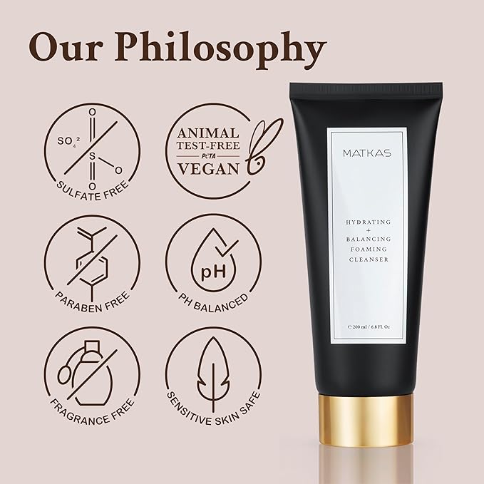MATKAS Korean Facial Cleanser with Cocoa Seed Extract 6.8 Fl. Oz. - Low pH Hydrating Korean Skin Care Foaming Face Wash for Dry Skin, Face Makeup Remover Cleanser for Sensitive, Oily Skin + Ceramides