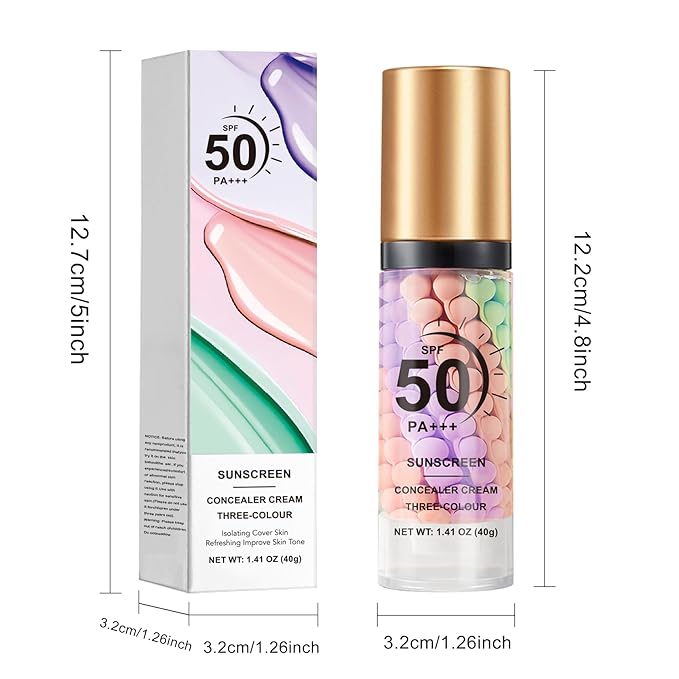 3 in 1 Primer for Face Before Makeup, SPF 50 PA+++, One Step Color Correcting Makeup Face Primer, Oil Control Moisturizing Sunscreen Makeup Color Corrector Facial Serum Radiance Skin