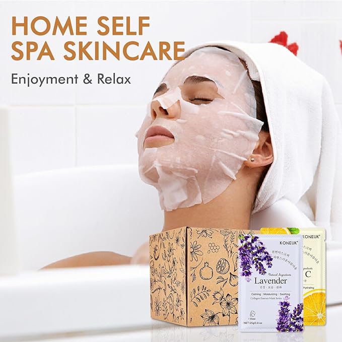 KONEUK 70 Pack Sheet Face Masks Skincare, Hydrating Face Masks Suitable for All Skin Types, Bulk Facial Mask Gifts Set for Women Skin Care, Home Skincare Spa for Sensitive Skin