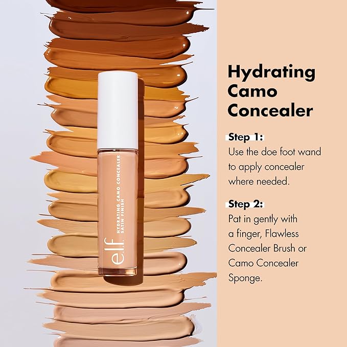 e.l.f. Hydrating Camo Concealer, Covers Blemishes & Under-Eye Circles, Full-Coverage & Delivers A Satin Finish, Vegan & Cruelty-Free, Rich Chocolate
