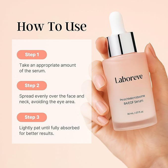 PeachMicrobiome 84 EGF Serum | Peach Growth Factor Anti-Aging Serum | Niacinamide, Multi-Layer Hyaluronic Acids, Collagen | Boost Firmness & Vitality, Long-Lasting Moisture | Korean Skin Care