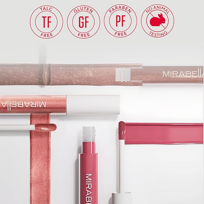 Mirabella - Luxe Advanced Formula Lip Gloss, Non-Sticky Hydrating Lip Glosses with Vegan Lanolin, Jojoba Oil & Vitamin E, Long-Lasting & Cruelty-Free Makeup, Posh (Rosy Pink)