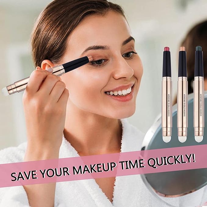 Eyeshadow Stick Nude Rose Gold Makeup, Shimmer Cream Eyeshadow Pencil Crayon, High Pigment Waterproof Long Lasting Eye Shadow Pen, Women Multi-Dimensional Eye Highlighter Stick(Warm Gold #03)