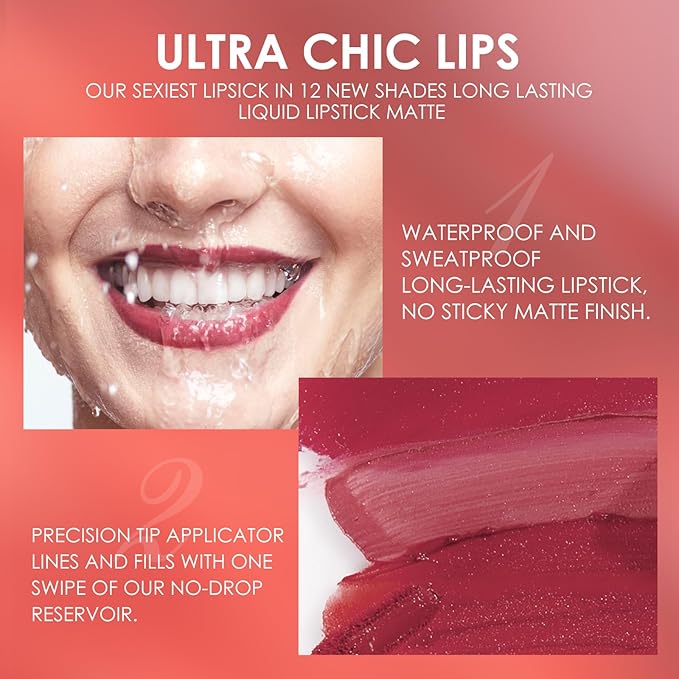 LANGMANNI 4pcs Matte Lipstick with Lipliners Durable Makeup Set,Long-Lasting Non-Stick Cup Not Fade Waterproof Pigmented Velvet Lipgloss Kit Beauty Cosmetics Makeup Gift for Girls(#3+4+6+12)