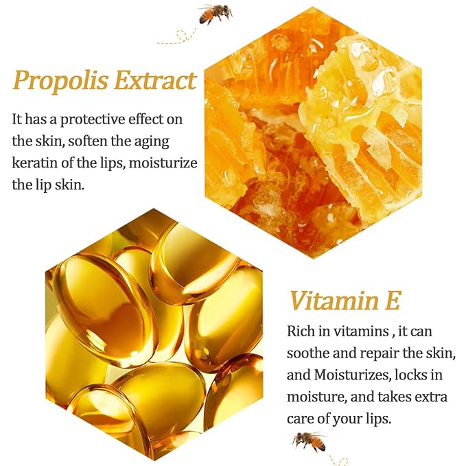 8 PCS Bee Lip Balm Lip Mask Honey Pot, Christmas Stocking Stuffers, Propolis Lip Mask Overnight Moisturizing Lip Balm with Stick, Lip Sleeping mask Hydrating Prevention Dry & Cracked,Reduce Lip Lines