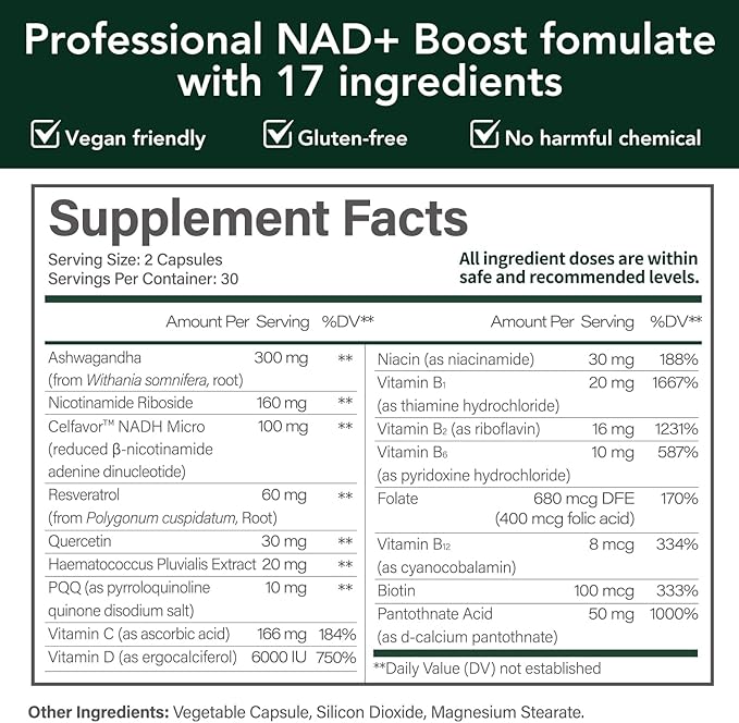 CELFULL NAD Supplement for Women NMN Alternative Resveratrol,Nicotinamide Riboside,Quercetin-NAD+ Boosting for Anti Aging Cellular Energy &Stamina-30000mg/Bottle