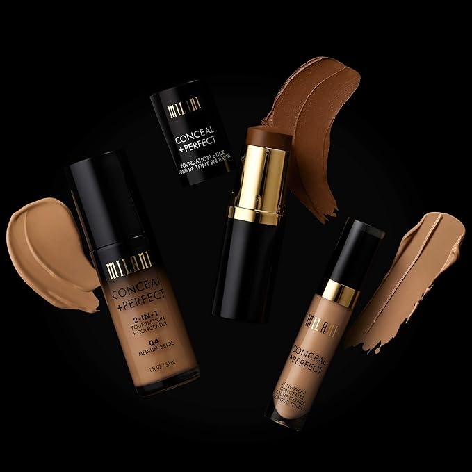 Milani Conceal + Perfect 2-in-1 Foundation + Concealer for a Flawless Complexion, Under Eye Corrector, Cover Redness and Imperfections, Waterproof and Sweatproof - Creamy Nude