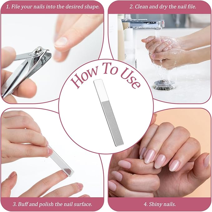 Glass Nail Files, 8 PCS Nano Nail File with Case Glass Nails Buffer for Natural Nails Women Shaping Buffing and Polishing