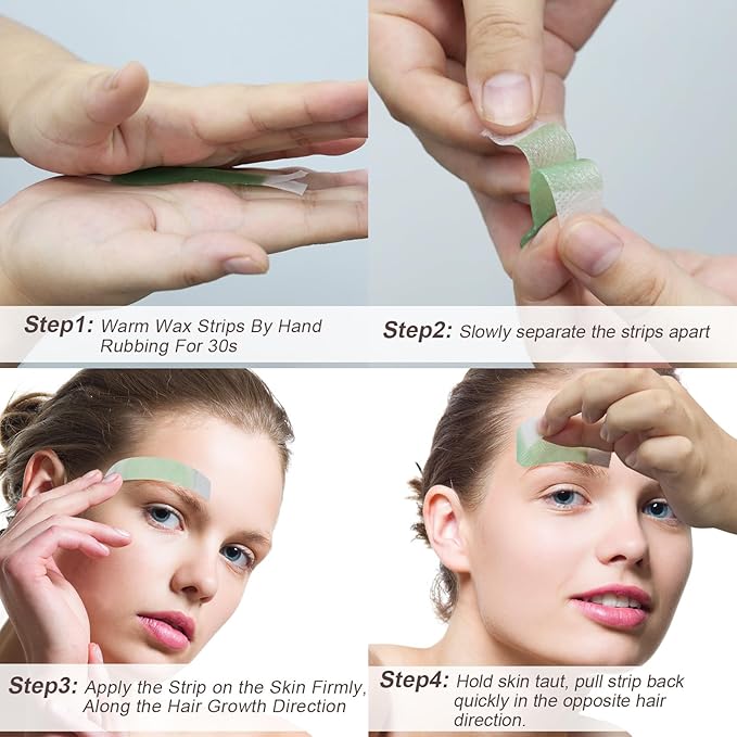 160 Pcs Eyebrow Wax Strips - Waxing Strips, Waxing Kit for Eyebrow Shaper and Upper Lip Cheek Face Hair Removal, Traveling and At Home Use, Contains 6 Pcs Post Wax Wipes, Long-lasting Smoothness