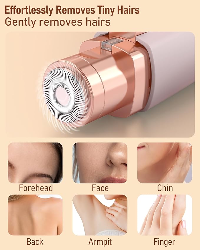 IFANZETECH Eyebrow Trimmer Facial Hair Removal for Women: 2 in 1 Rechargeable Facial Hair Remover & Eyebrow Razor, Electric Painless Face Shaver for Women with LED Light for Eye brow, Lips & Face