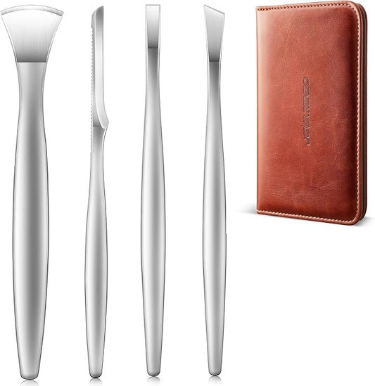 Pedicure Knife Set, 4PCS Professional Pedicure Tools for Feet, Ingrown Toenail Removal Blades Kit, Stainless Steel Corn Removers, Foot Scraper, Callus Shaver Foot Blades, Dead Skin Removal
