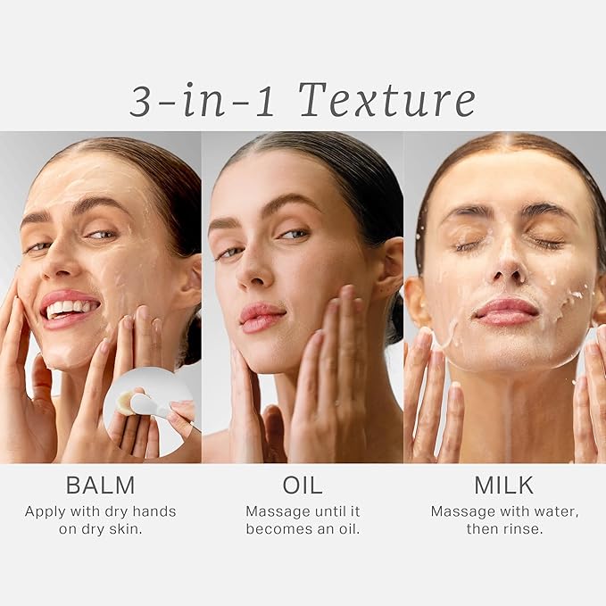 SumaNurica Purifying Enzyme Cleansing Balm, Biotech Peptide Makeup Remover, 3-in-1 Facial Oil Cleanser for Sensitive & Acne-Prone Skin, Deep Cleanse Waterproof Makeup & Impurities, 3.5oz/100g