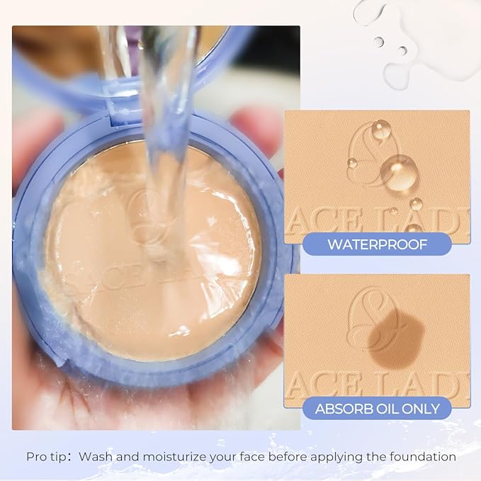 SACE LADY Face Powder Waterproof Sets Makeup, Controls Shine, Smooth Fine Lines for Flawless Lightweight Finish, Long Lasting Matte Compact Setting Powder Cosmetics Cruelty-free, 0.35oz (#01)