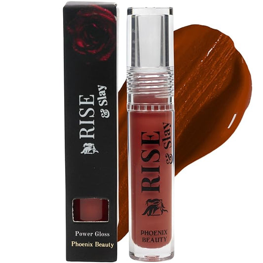 Power Gloss – Deep Brown Non-Sticky Lip Gloss with High Pigment, Hyaluronic Acid, Jojoba, Castor Oil & Vitamin E for Rich, Moisturizing Color (Cognac)
