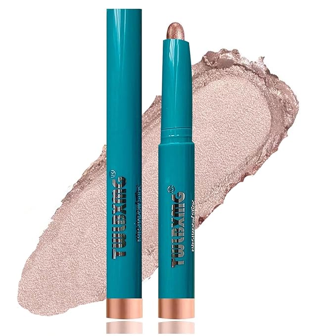 Eyeshadow Stick Eye Brightener Eyeliner Pencil Cream Shimmer Glitter Smooth Shadow Highlighter Natural Waterproof Long Lasting Eye shadow Stick Rose Gold Shimmer # 03