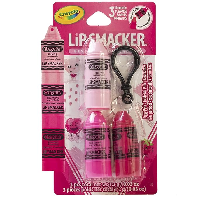 Lip Smacker Crayola Crayon Stackable Flavored Clear Balm Pink - Moisturizing, Soothing (Pack of 2)
