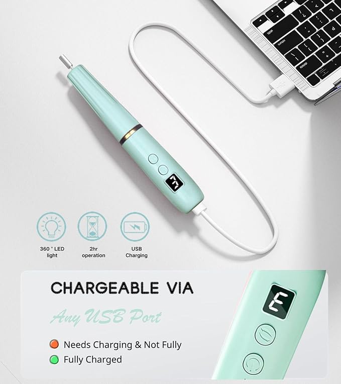 HengYuaoler Electric Nail Drill Machine File Efile Set for Acrylic Gel Nails Portable Nail Drill Machine Kit Rechargeable Pedicure Tools for Hand Feet Manicure Pedicure Tools Polishing Set(Blue)