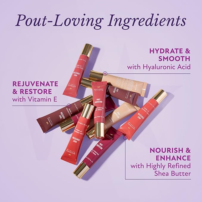 Westmore Beauty Pout Perfector Lip Gloss – Intensely Hydrating Sheer-Tinted Balm with Hyaluronic Acid & Vitamin E – Plumps & Nourishes Dry, Cracked Lips for a High Shine Finish – Soft Rose, .33 oz