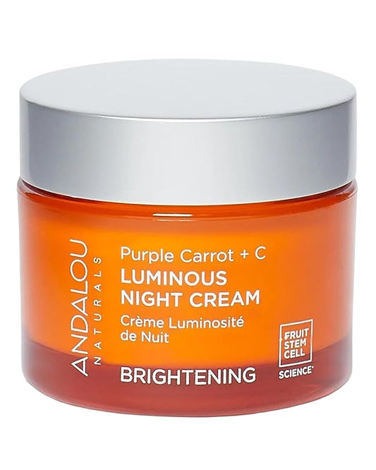 Andalou Naturals Purple Carrot + Vitamin C Luminous Skin Night Cream - Hydrating Face Moisturizer - With Fruit Stem Cell Complex for Radiant Skin - 1.7 fl oz