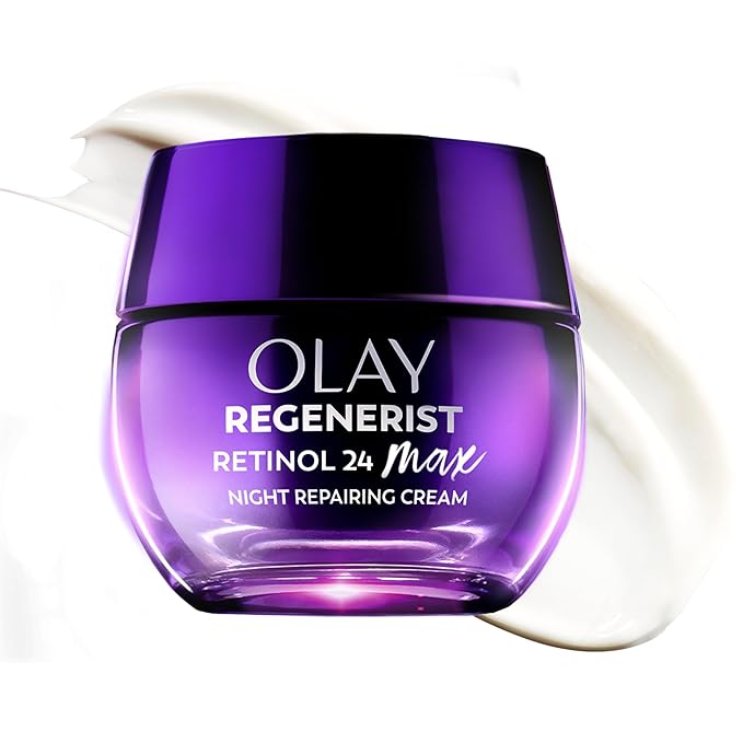 Olay Retinol Night Cream for Women, MAX, Anti-Aging Face Moisturizer, Fragrance-Free, Gift for Women, Non Greasy - Anti-Wrinkle, Hydrating Skin Care - Triple Collagen Cream, Niacinamide, 1.7oz